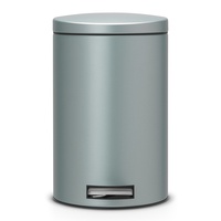 BRABANTIA PEDAL BIN 12 LITRE W/ PLASTIC BUCKET SOFT CLOSING - METALLIC MINT 06371