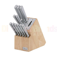 NEW WILTSHIRE PREMIUM STAINLESS STEEL 12 PIECE KNIFE BLOCK SET W/ SHARPENER 41191