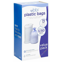 Ubbi Bin 3 Pack Plastic Liner Bags | 75 Bags Holds up to 3150 Newborn Nappy Diapers