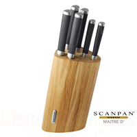 NEW 18531 SCANPAN Maitre D 7 Piece Oak Knife Block Set 7pc