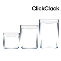 NEW CLICKCLACK 3pc AIR TIGHT PANTRY LARGE CUBE BOX SET 3 PIECE