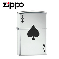 New Zippo High Polish Chrome Lucky Ace Spade Lighter
