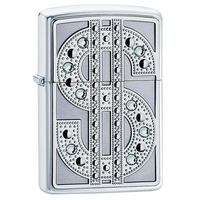 New Zippo High Polish Chrome Bling Emblem Lighter