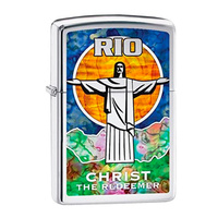 New Zippo High Polish Chrome Christ The Redeemer Lighter