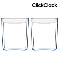 2 x CLICKCLACK 2800ml AIR TIGHT PANTRY CUBE CONTAINER W/ LID WHITE 2.8L