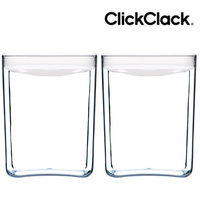 2 x CLICKCLACK 3300ml AIR TIGHT PANTRY CUBE CONTAINER W/ LID WHITE 3.3L