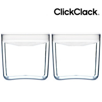 2 x CLICKCLACK 1400ml AIR TIGHT PANTRY CUBE CONTAINER W/ LID WHITE 1.4L