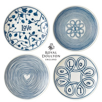 New Royal Doulton 4pc Blue Love 21cm Plate Set of 4