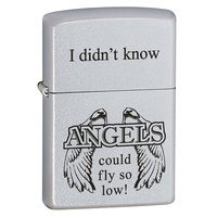 Zippo I Didn't Know Angels Satin Chrome Finish Cigar Cigarette Lighter