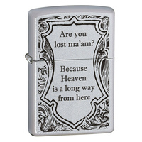 Zippo Are You Lost Ma'am? Satin Chrome Finish Cigar Cigarette Lighter