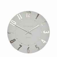 New Thomas Kent Mulberry Arabic Wall Clock 30cm Silver Cloud Grey