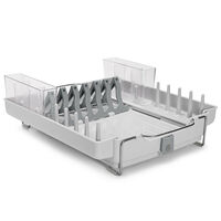 OXO Good Grips Foldaway Dish Drying Rack Kitchen Organiser w/ Utensils Holder & Drip Tray
