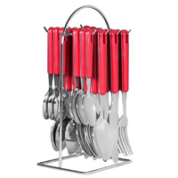 AVANTI 24 Piece Stainless Steel Hanging 24pc RED Cutlery Set