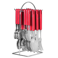 Avanti 24 Piece Stainless Steel Hanging 24pc RED Cutlery Set