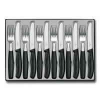 Victorinox 12pc Steak Knife & Fork Cutlery Set of 12 Piece | Black