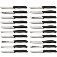 New 20pc Victorinox Steak and Tomato Knife 11cm Wavy Edge - Black