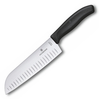 New Victorinox Fibrox Fluted Edge Wide Blade SANTOKU 17cm Knife 6.8523.17 Black