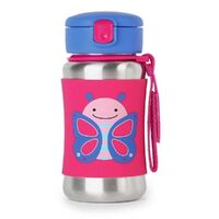 Skip Hop Zoo Stainless Straw Water Bottle - Butterfly
