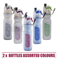 2 X 02Cool Mist 'N Sip 530ml 18oz Arctic Squeeze Drink Bottle BPA Free ASSORTED COLOURS 02Cool O2 Cool