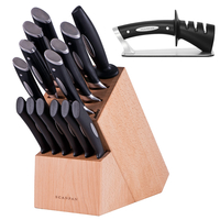 SCANPAN Classic 15 piece Oak 15pc Knife Block Set  + Sharpener