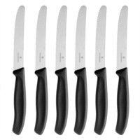 Victorinox Steak & Tomato Knife Pistol Grip 11cm | Black Set x 6 Knives