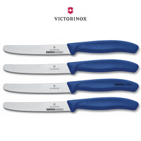 Victorinox Steak & Tomato Knife Pistol Grip 11cm | Blue Set x 4 Knives