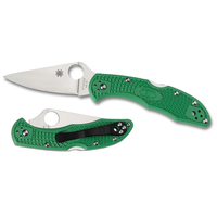 Spyderco Delica 4 Lightweight Green Flat Ground Plain Blade | YSC11FPGR