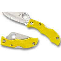 New SPYDERCO LADYBUG 3 SALT Plain Blade Keychain Folding Knife Yellow YSLYLP3