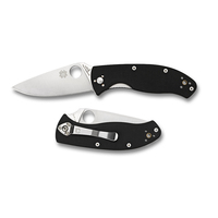New SPYDERCO TENACIOUS G-10 Plain Blade Folding Knife BLACK C122GP Save!