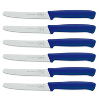 F DICK FDICK MICRO SERRATED UTILITY STEAK KNIVES KNIFE TOMATO BLUE X 6