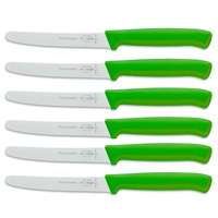 F DICK FDICK MICRO SERRATED UTILITY STEAK KNIVES KNIFE TOMATO GREEN X 6