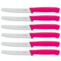 F DICK FDICK MICRO SERRATED UTILITY STEAK KNIVES KNIFE TOMATO PINK X 6