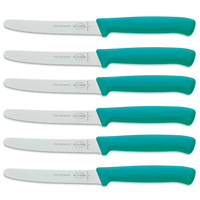 F DICK FDICK MICRO SERRATED UTILITY STEAK KNIVES KNIFE TOMATO TURQUOISE X 6