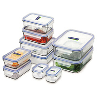 GLASSLOCK 10pc TEMPERED GLASS MICROWAVE SAFE CONTAINER SET W/ LID