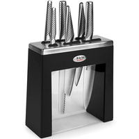 NEW GLOBAL KABUTO 7 PIECE KNIFE BLOCK SET 7PC - BLACK - MADE IN JAPAN