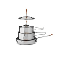 PRIMUS CAMPFIRE COOKSET STAINLESS SMALL POT POTS & FRYING PAN SET WP738002