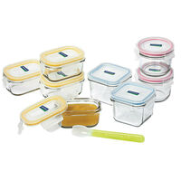 GLASSLOCK 9pc BABY FOOD GLASS CONTAINER SET W/ LID & SILICON SPOON 28099