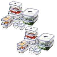 GLASSLOCK 20pc TEMPERED GLASS MICROWAVE SAFE CONTAINER SET W/ LID