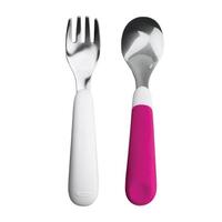 NEW OXO TOT TRAINING FORK AND SPOON SET - PINK 