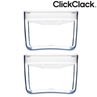 2 x CLICKCLACK 0.9L PANTRY CUBE CONTAINER W/ LID WHITE 900ML AIR TIGHT