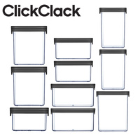 CLICKCLACK 10 PIECE GREY BASICS STARTER CONTAINER SET AIR TIGHT 10PC