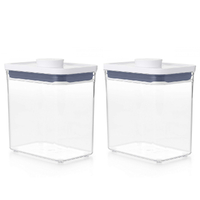 2 x OXO 1.6L POP 2.0 CONTAINER 1600ml AIR TIGHT RECTANGLE SHORT