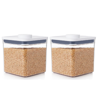 2 x OXO 2.6L POP 2.0 CONTAINER 2600ml AIR TIGHT BIG SQUARE SHORT