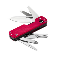LEATHERMAN FREE T4 EDC MULTITOOL STAINLESS CRIMSON + NYLON SHEATH - 12 TOOLS