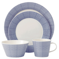 New Royal Doulton 16pc Dinner Set of 16 | Pacific Blue Dots
