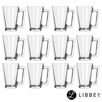 LIBBY ALL PURPOSE MUG GLASS 266ML HOT COLD DRINK COFFEE LATTE TEA -  SET OF 12