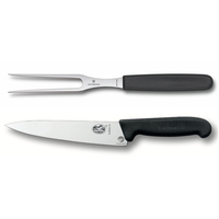 VICTORINOX 2PC CARVING SET FORK 15CM + 19CM COOKS KNIFE COMBO 