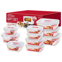 LOCK & LOCK 10 PIECE BOROSEAL 10PC HEAT RESISTANT GLASS CONTAINER SET 10PC