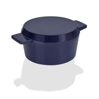 STANLEY ROGERS 24CM / 3.5L CAST IRON FRENCH OVEN GRILL DUO - MIDNIGHT BLUE