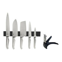 Furi Pro 7pc Magnetic Knife Rack Set + Diamond Sharpener | 7 Piece 